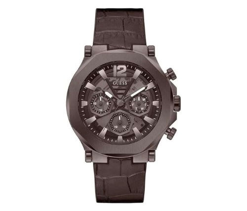 Montre GUESS multifonction US Homme Cuir Marron